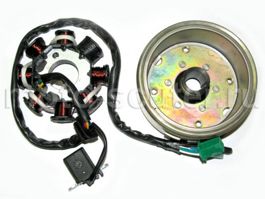 Магнето в сборе 152QMI/157QMJ 125/150сс 8 катушек (ротор + статор) TMMP  