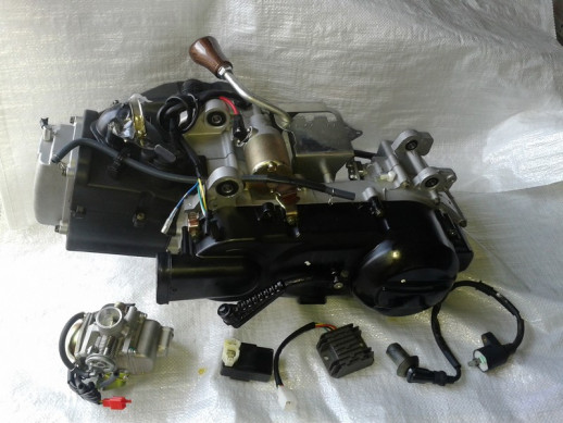 Двигатель 150см3 157QMJ ATV150 4Т (реверс, стартер кикст/электро, карб., кат.заж.,CDI, реле)  