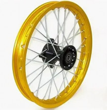 Диск колеса задний алюминиевый на спицах 1.85 - 14" обод золотой, дисковый тормоз ось 15мм Питбайк