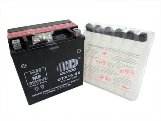 Аккумулятор OUTDO MF YTX16-BS (12v/14hr) сухозаряженный, с электролитом (150*87*161) 4  