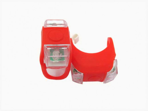 Фонарь 2 диода, 3 режима, силикон красный, с батарейками, HL-009, свет диода красный (2шт-компл)  