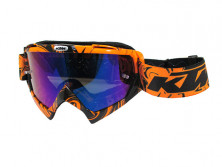Очки KTM оправа оранжево-черная, линза зеркальная-синяя, резинка силикон KTM оранжево-черная