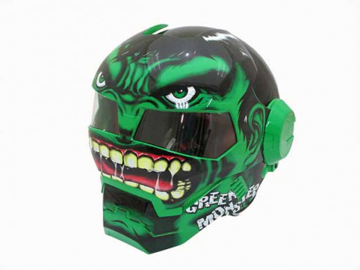Мотошлем закрытый MASEI 610 Monster зеленый (M)  