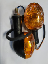 Указатель поворота №14 оранжевое стекло, овальный черный (2 штуки в комплекте) В-09 на стойке